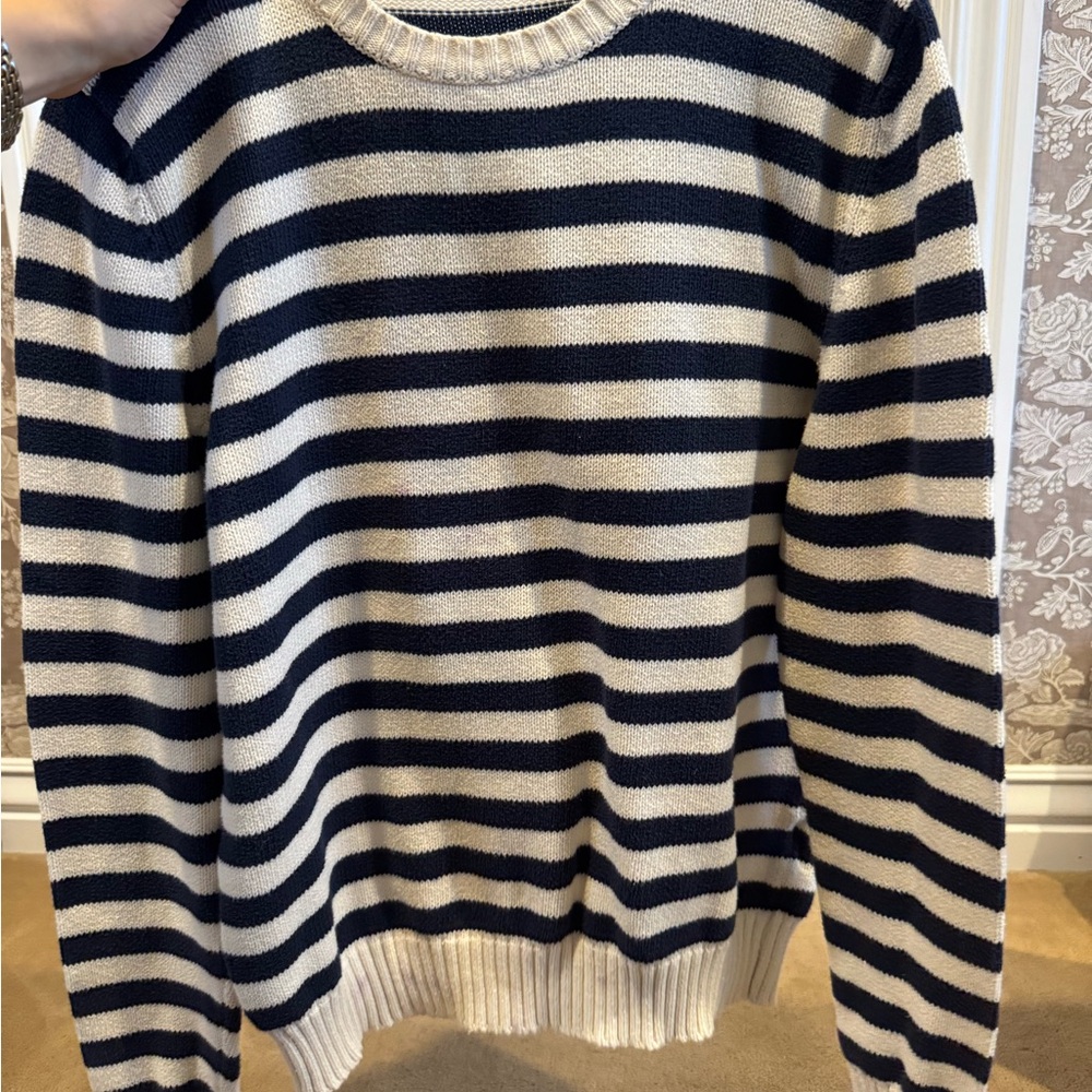 Brandy Melville Navy and Cream Striped Knit